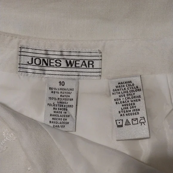 Jones Wear Skirt Linen Lined Floral Embroidered Ruffled Shabby Chic Lagenlook - Picture 5 of 9